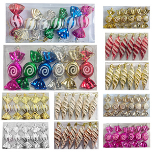 Christmas Decoration Supplies Electroplated Painted Candy Ice Pick Cane Christmas Tree Decoration Props Window Gift Pendants