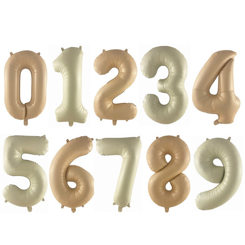 Ins style caramel milk white chocolate color number balloon 32 inch 40 inch birthday decoration photo aluminum film balloon