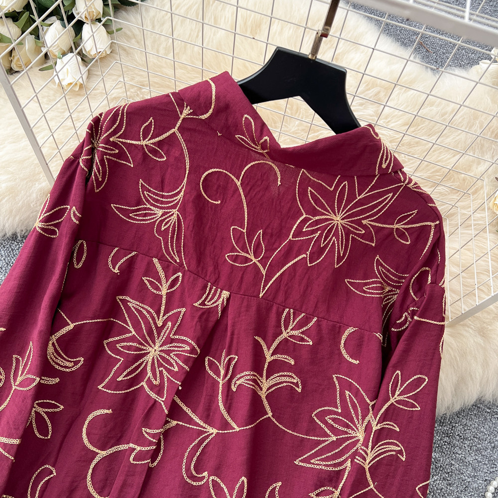 Women's Leaf Embroidery Two Piece Set Cardigan And Wide Leg Pants Slimming Versatile Autumn 2026 Commuting Clothing_ecoleips.com