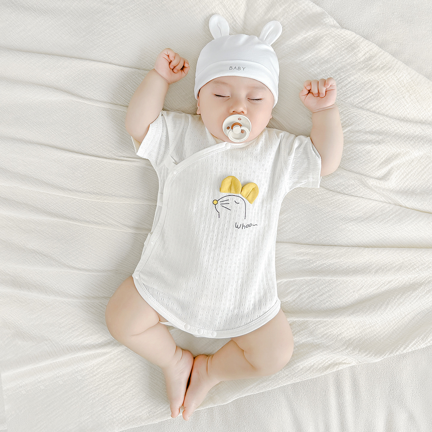 Bebé mono verano hombres y mujeres niños pequeños algodón fino manga corta triángulo mampara bebé ropa de verano recién nacido