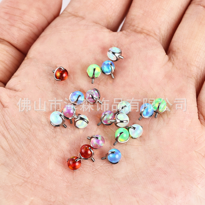 Silver pointed spike labret stud material detail