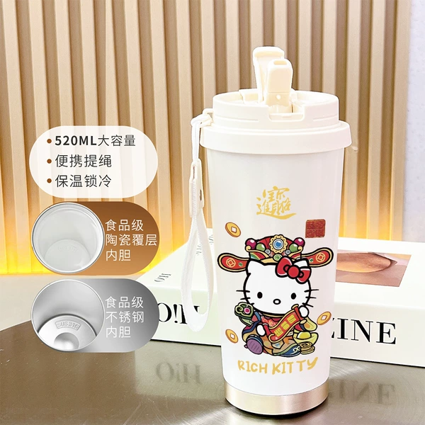 【Food Grade 316 Stainless Steel】Antique White-BXAB15601 Pink Cat