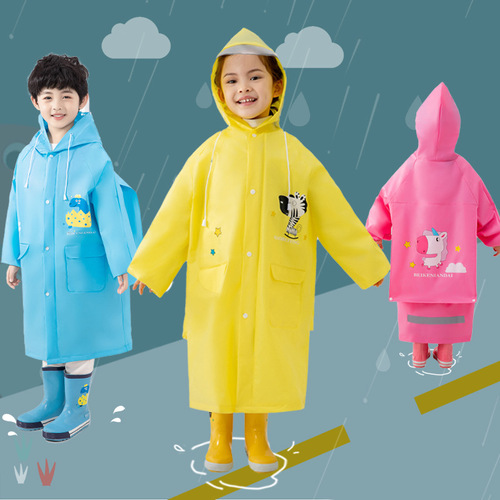 Kids' Raincoat for Girls: Thickened Waterproof Full-Body Set with Poncho Design—Perfect for Kindergarteners, Young Students, and Little Ones