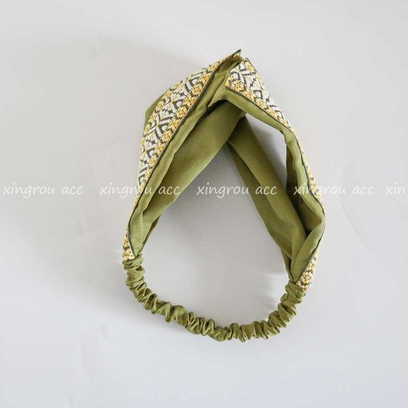 Versatile Ethnic Storm: Semitic Lace Cross Strap Headband Photo Performance Hair Accessories_voghion.com