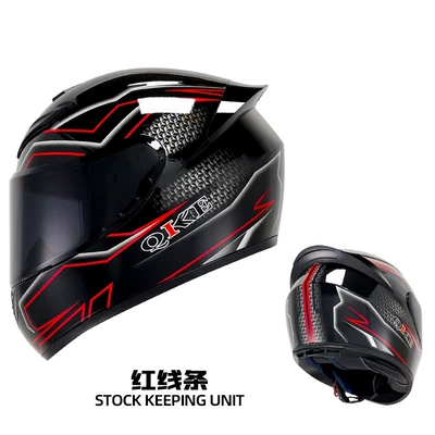 Four-Season Helmet, Foreign Trade | Motorcycle Safety Supplies - qk111-red-line-with-black-mirror-foreign-trade-version-s