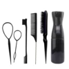 Black (3-piece set of fine teeth + watering bottle + hairpin)