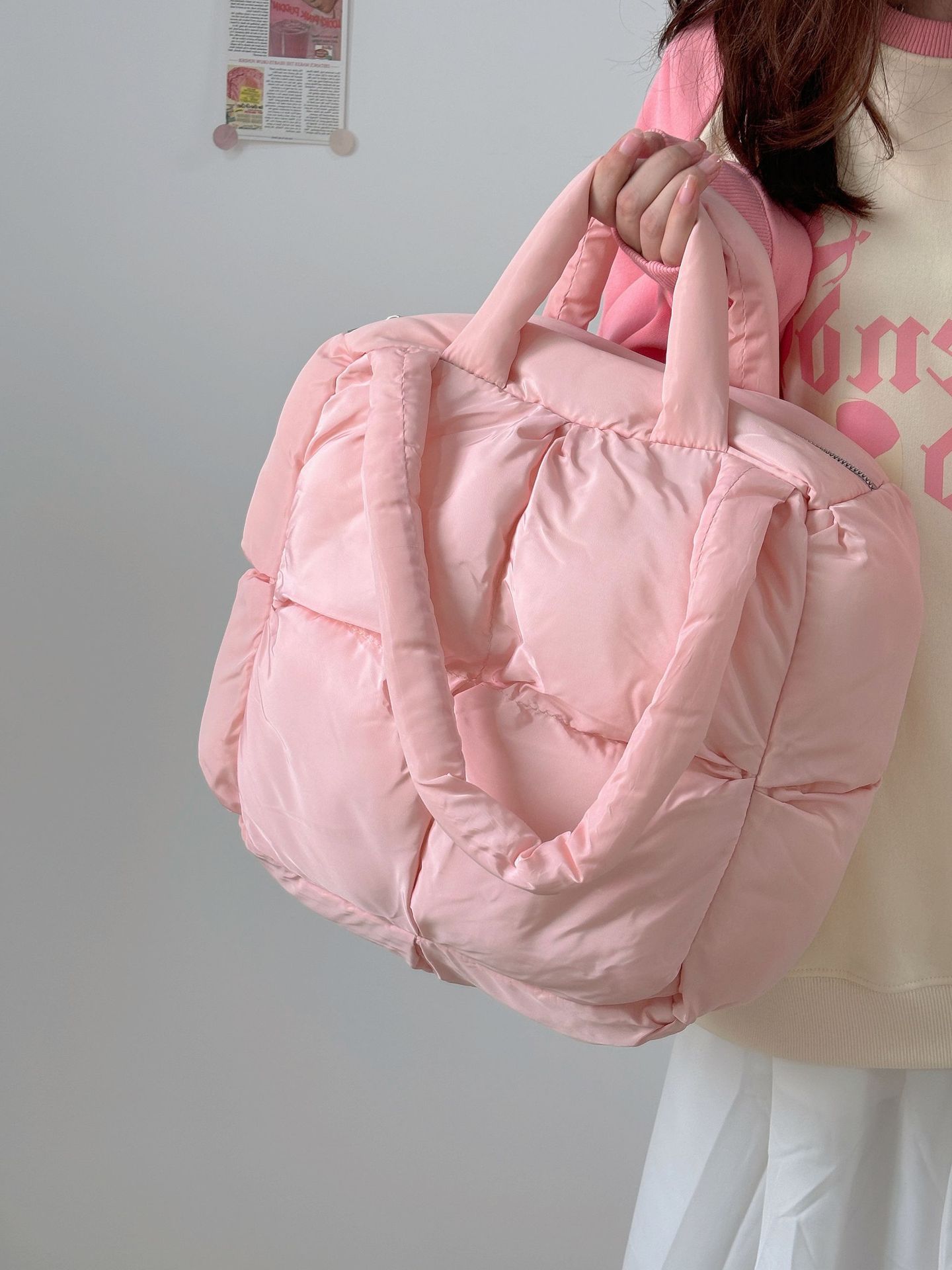 Hochwertige, rautenförmige, weiche, mit Baumwolle gefüllte Einkaufstasche mit großem Fassungsvermögen für Damen, neue Herbst- und Winterkollektion 2022, vielseitige Unterarm-Umhängetasche_voghion.com