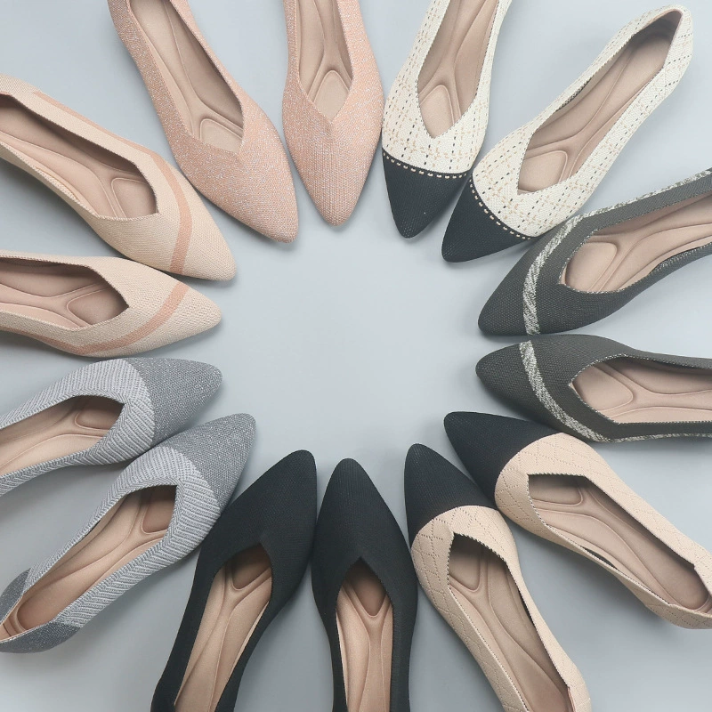 Новые модные повседневные женские туфли на танкетке из трикотажа Flyknit, весна 2023, модные туфли на низком каблуке, повседневные, с неглубоким вырезом
