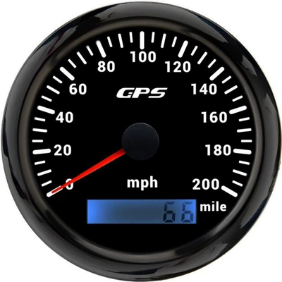 Car Rv Motorcycle Gps Speedometer 85mm Odometer Speedometer Mph Mileage Meter with Multi-Color Light 12V24V (automobile instrument) - black-frame-black-bottom-200mph