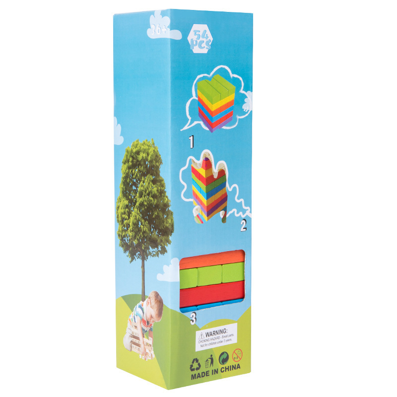 Madera maciza Jenga Le escritorio de ocio para padres e hijos números apilados bloques de construcción altos rompecabezas de madera para niños juguetes interactivos de educación temprana