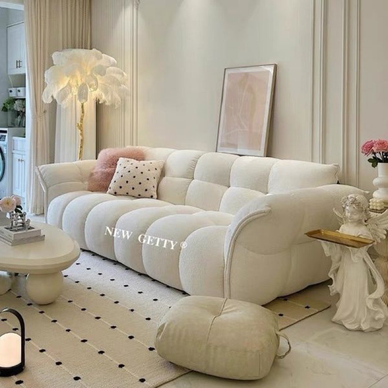 French Cream Style Fabric Sofa Living Room Modern Simple Large and Small Apartment Three-person Special-shaped Petal Lily Sofa