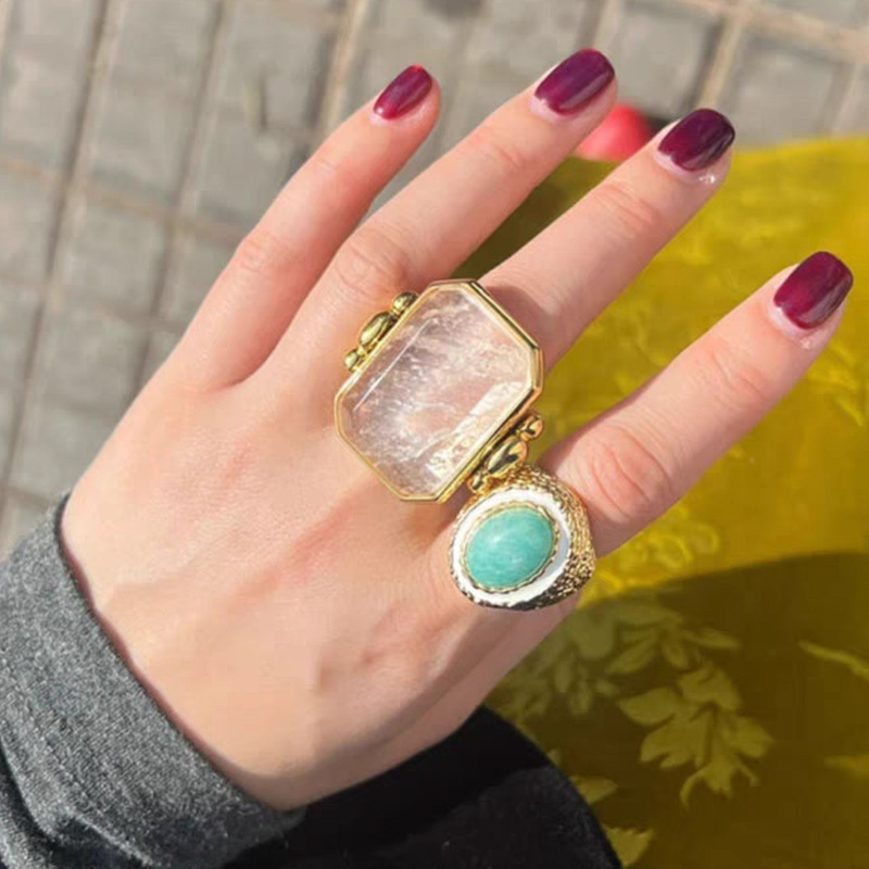 Casual, Outdoor, Shopping Occasion Copper Material Copper Plating Geometric Crystal Open Rings