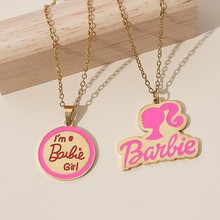 亚马逊奇幻片芭比公主玫红色Barbie项链女ins甜酷锁骨链饰品批发