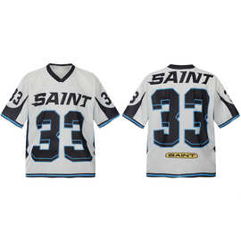 美式复古速干足球衣夏季篮球服网眼短袖运动T恤男女情侣休闲宽松