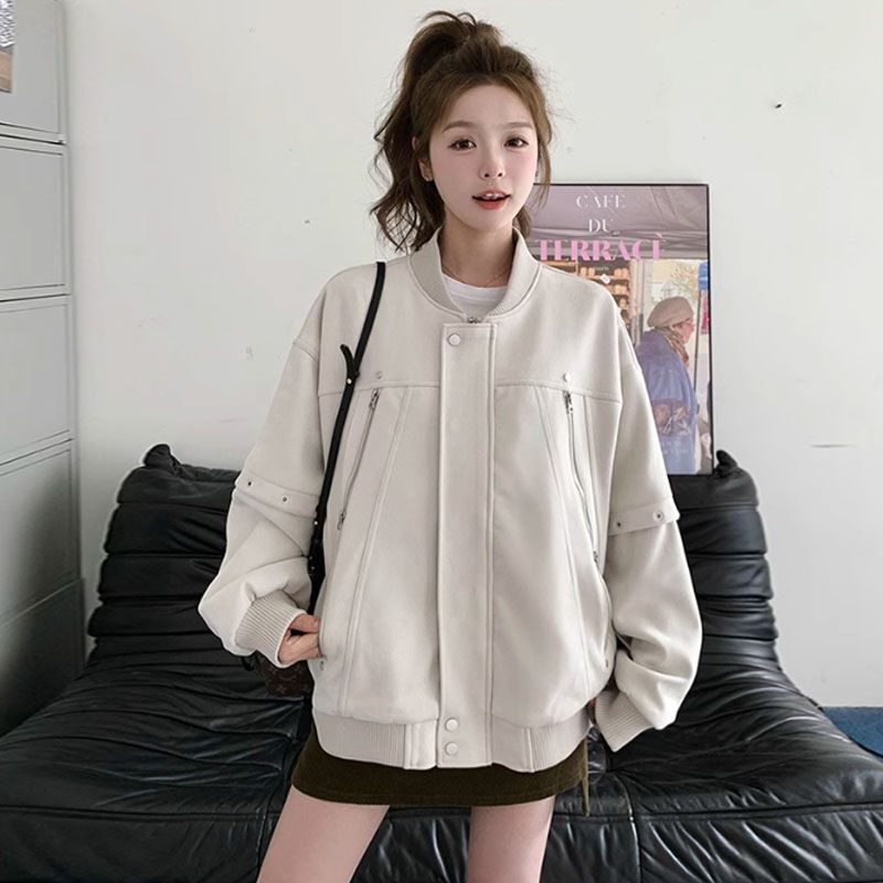 美式复古棒球服外套女春秋季2025新款重工金属休闲时尚夹克上衣女|undefined