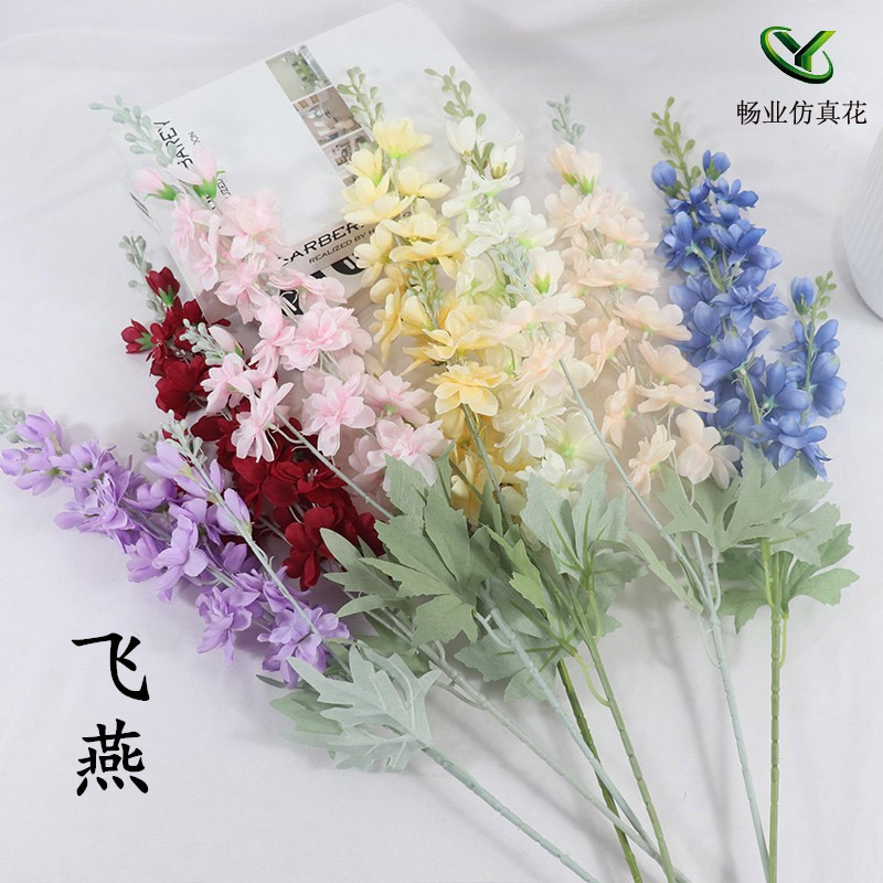 Artificial Delphinium Flowers for Wedding Decoration, Violet Wedding Hall Hotel Decoration, Custom Hyacinth Artificial Flowers, 2-Branch Delphinium