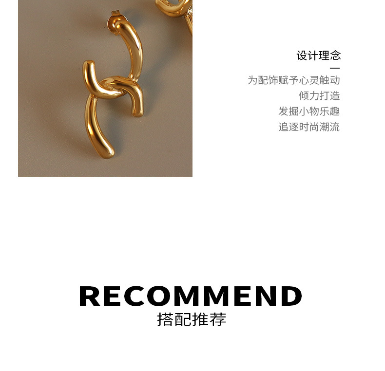 Korean Stitching Titanium Steel Earrings display picture 3