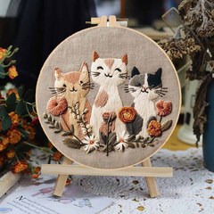 オリジナルクロスボーダー猫手刺繍 diy 材料パッケージ無料手刺繍手作りキット DIY 刺繍材料パッケージ