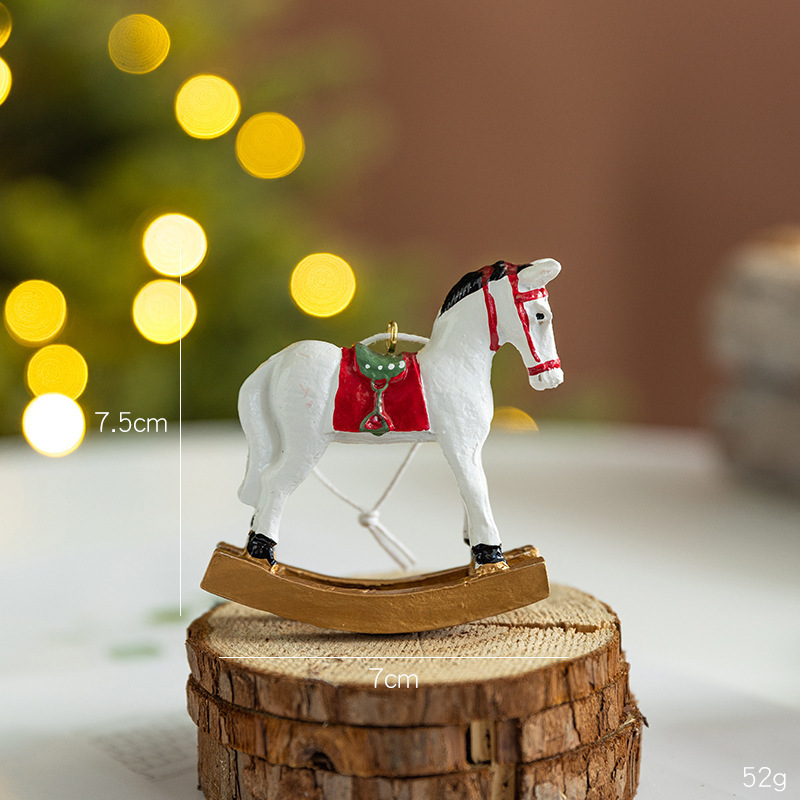 クロスボーダー新しいクリスマス樹脂ロッキングホースホームペンダントデスクトップ塗装装飾品 diy クリスマスツリー装飾|undefined