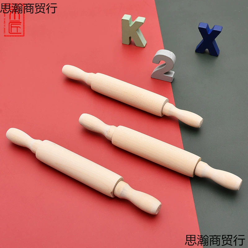 Wooden baking tool Children's mini rolling noodles without paint Timber noodle sticks home dumpling skin roller roller rolling pin