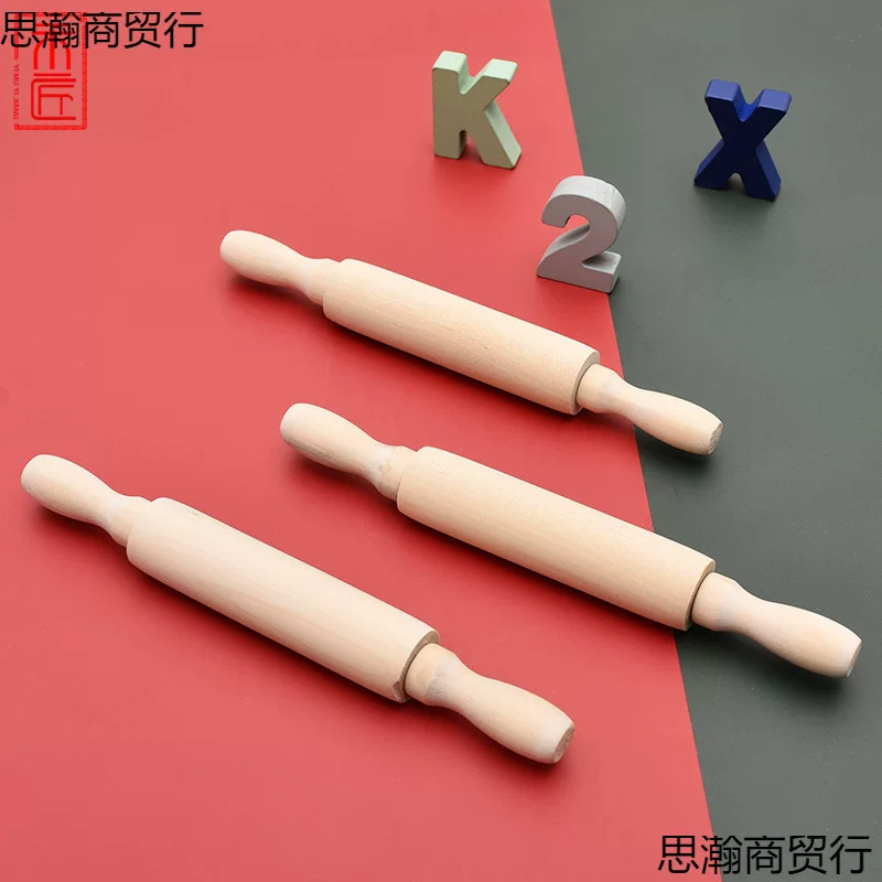 Wooden baking tool Children's mini rolling noodles without paint Timber noodle sticks home dumpling skin roller roller rolling pin