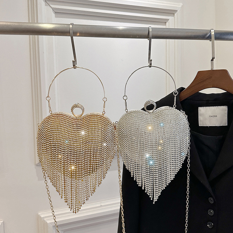 Borsa a tracolla a cuore con strass stile street per donna_voghion.com