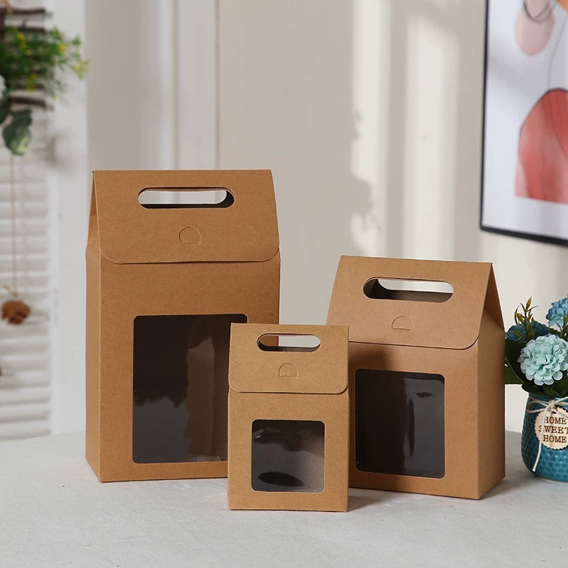 Можно поставлять простые подарочные коробки из крафт-бумаги с откидной крышкой, новые подарочные пакеты с окошком, а также креативные бумажные пакеты для конфет.