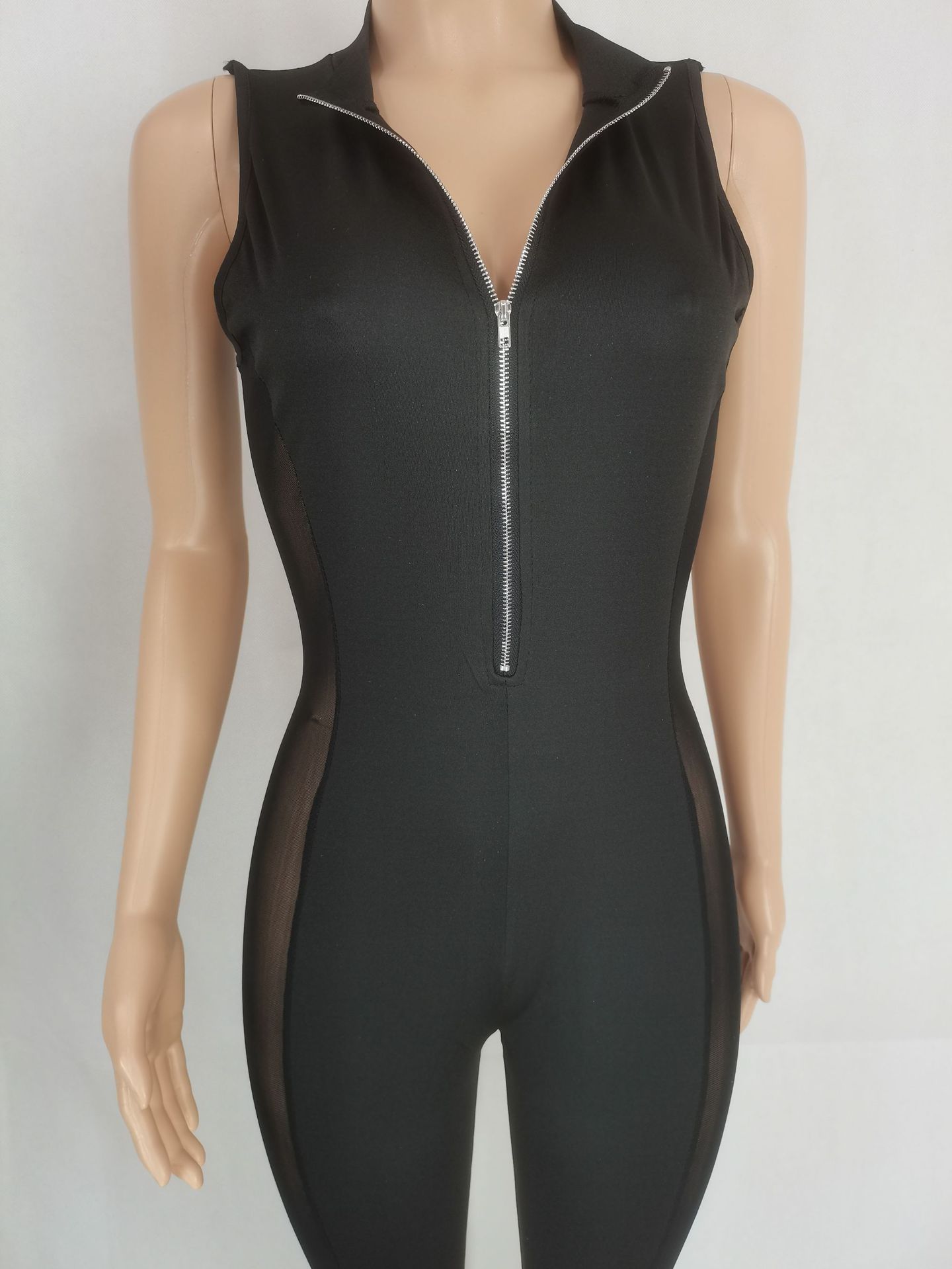 Women Clothing Sexy Tight Side Mesh Jumpsuit Women Clothing