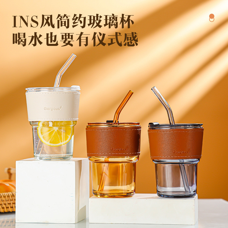 透明ダブルドリンクカップ ガラスカップ オープニングイベント ギフト ウォーターカップ ストロー付き 高価値ドリンク 福祉ギフトカップ|undefined