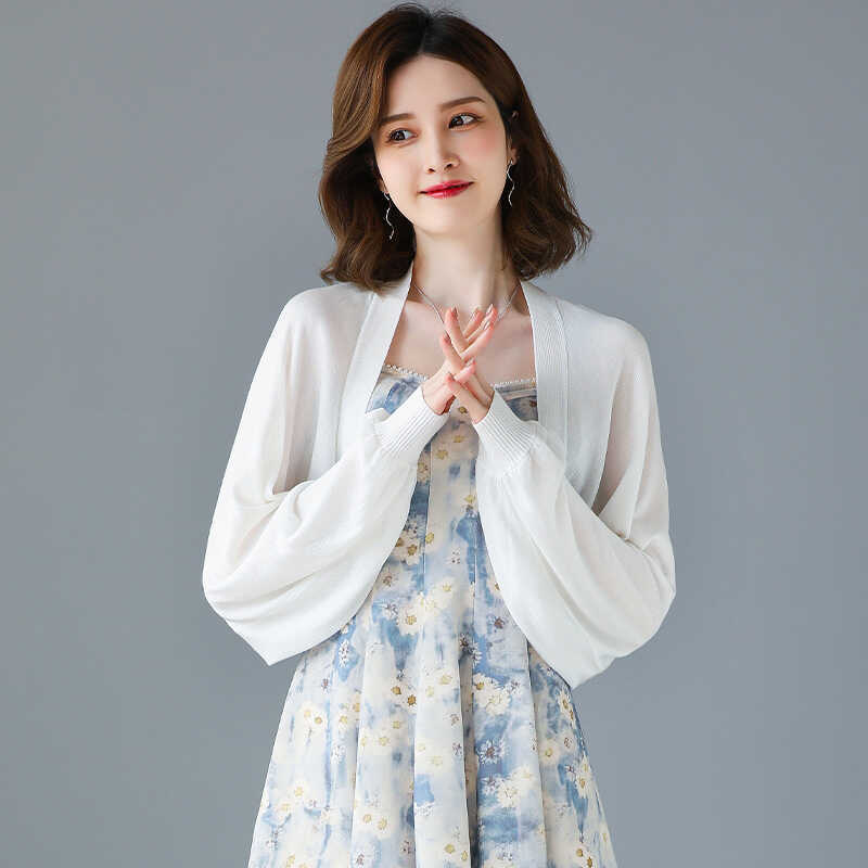 Short Small Shawl Summer Thin Sunscreen Outer Cardigan Containing Mulberry Silk Simple Niche Dress with Suspenders