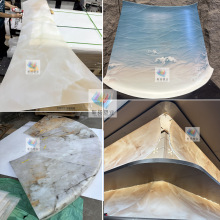 亚克力仿大理石透光云石有机玻璃喷绘曲面折热弯装饰艺术设计灯光