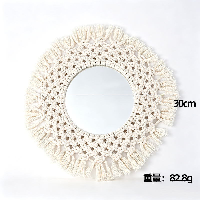 Tapices de tejido a mano transfronterizo espejo bohemio sala de estar dormitorio pared mirror maquillaje creativo pared mirror decoración