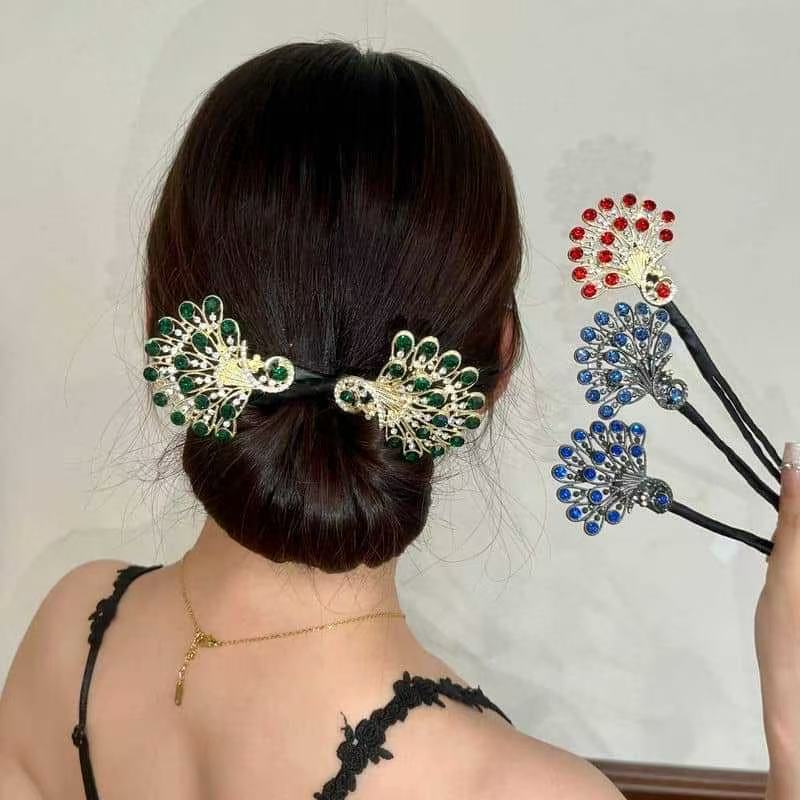 気質模造クリスタル孔雀ヘアアーティファクト新しい怠惰なツイストクリップヘアピンボールヘッドラインストーン後頭部ヘアアクセサリー|undefined