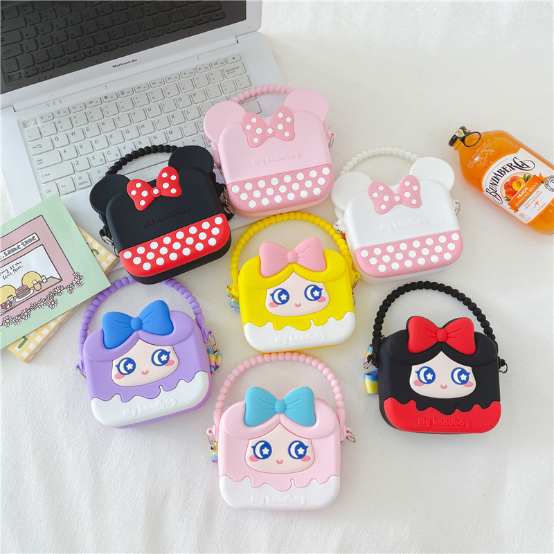 New Children's Shoulder Bag Contrast Silicone Crossbody Bag Cartoon Little Girl Coin Purse Cute Portable Backpack Wholesale