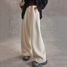 秋冬500G加厚醋酸羊毛分割直筒阔腿裤抽绳垂感宽松一条过冬MD5601