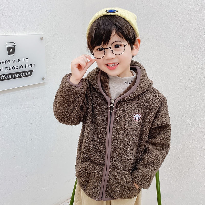 Otoño e Invierno nuevos niños abrigo de lana de doble cara de moda abrigo de estudiante de escuela primaria niños medianos y pequeños abrigo de lana polar