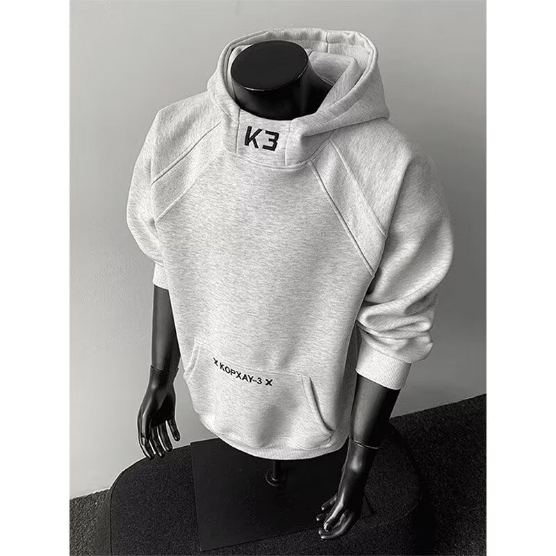 Unisex Heavyweight Hoodie – Oversized Embroidery Streetwear Pullover (Black/Navy/Heather, M-2XL)_viptrois.com