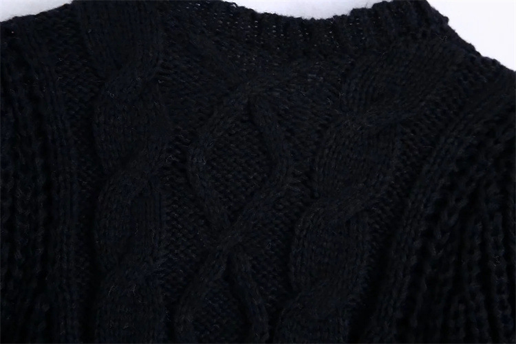 puff sleeve slim short solid color knitted sweater NSYJN118462