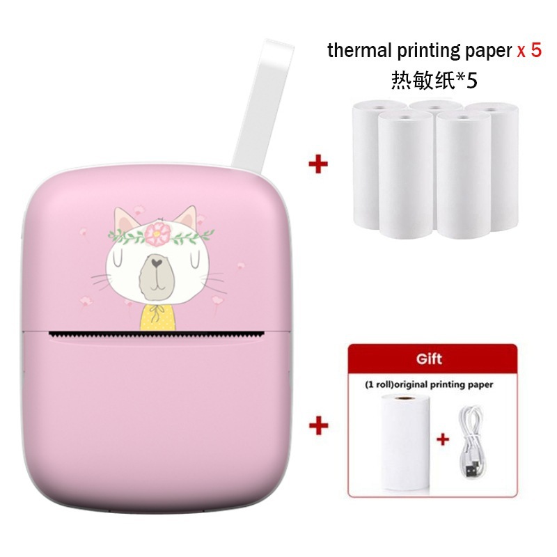 Mini impresora portátil transfronteriza de bolsillo Bluetooth inalámbrica conectable impresora adhesiva sensible al calor doméstica