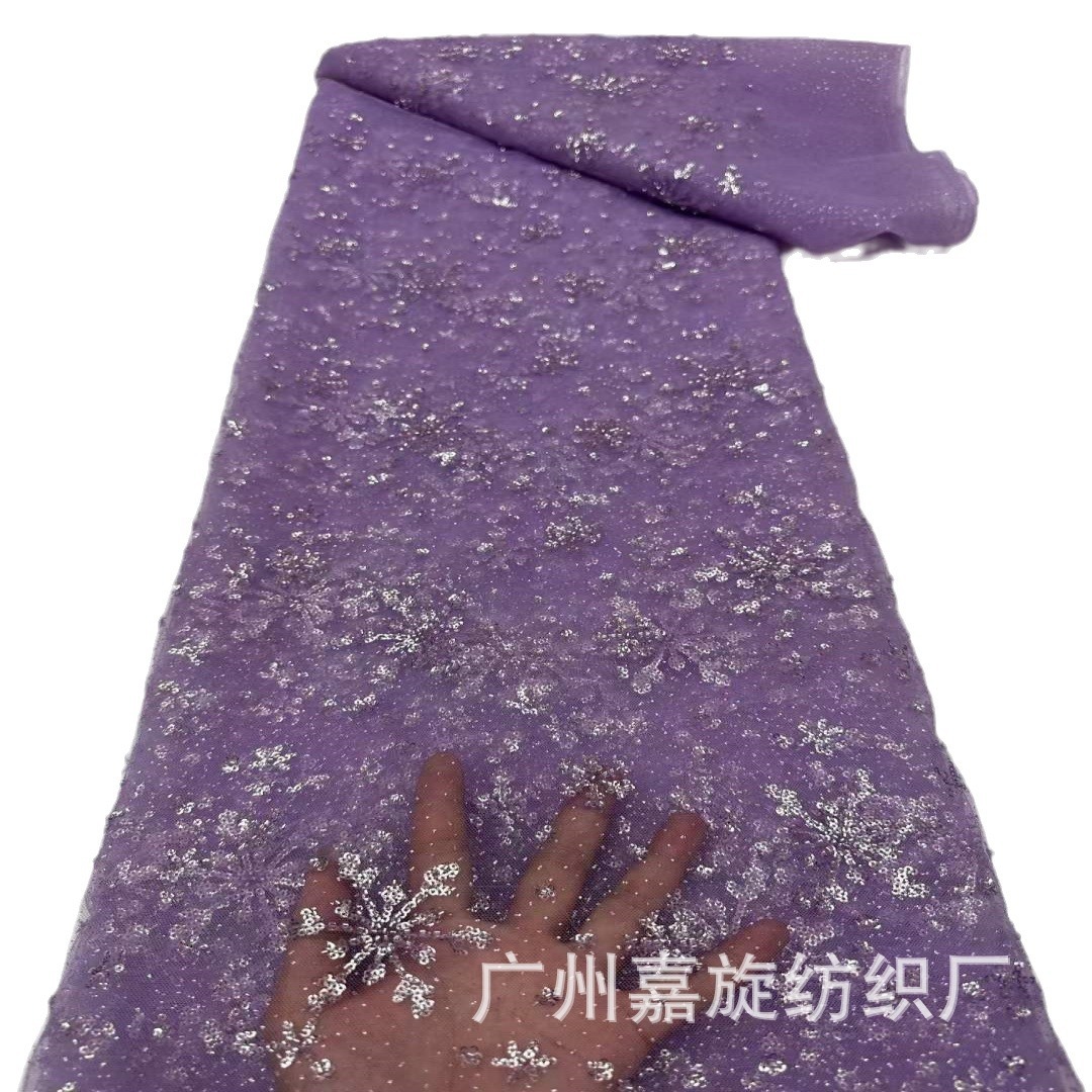 Navidad copo de nieve lentejuelas tul tela de encaje vestido de fiesta Africano ropa de los niños de la boda tela de encaje JX3907