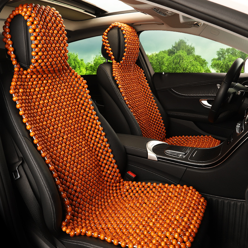Seat cushion, seat cover, Universal Single Piece Universal - yellow-wood-bead-long-single-seat-double-line-eucalyptus-wood