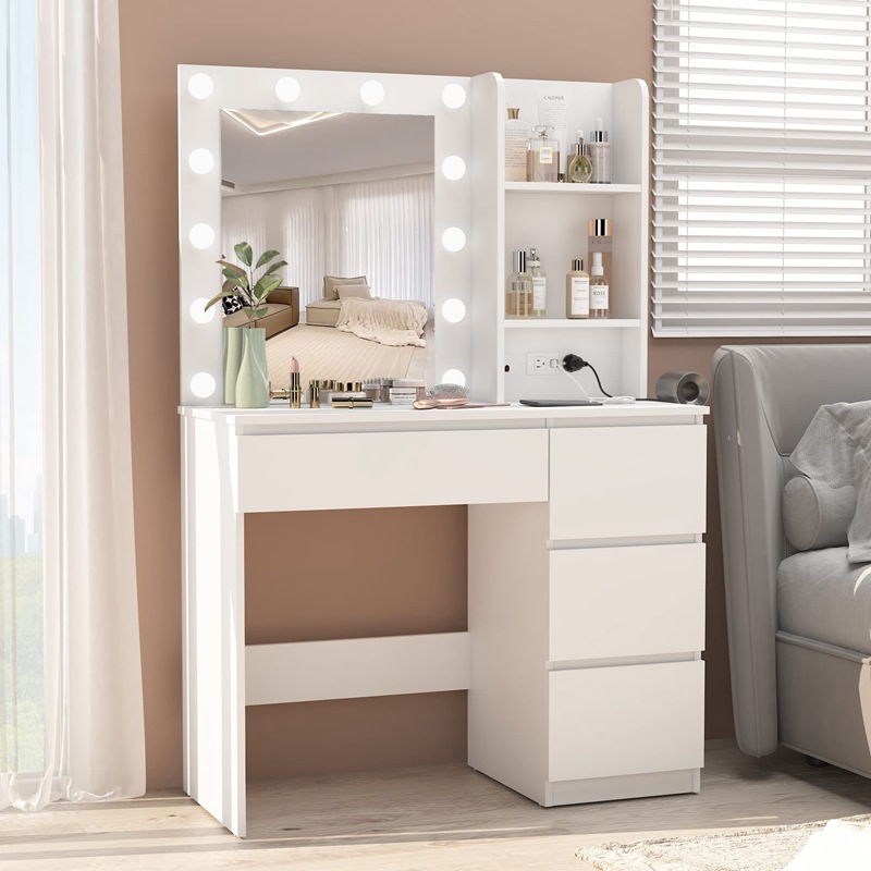 Dormitorio minimalista moderno de múltiples capas aparador pequeño con cajón con espejo de tocador gabinete de almacenamiento mesa de maquillaje