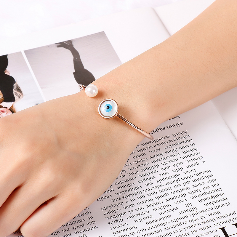 Fashion Devilu0027S Eye Titanium Steel Inlay Opal Bracelets Earrings Necklace