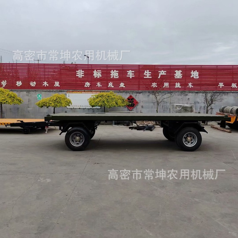 源头厂商双向牵引车载重10吨场地运转工具车大吨位充气胎平板拖车