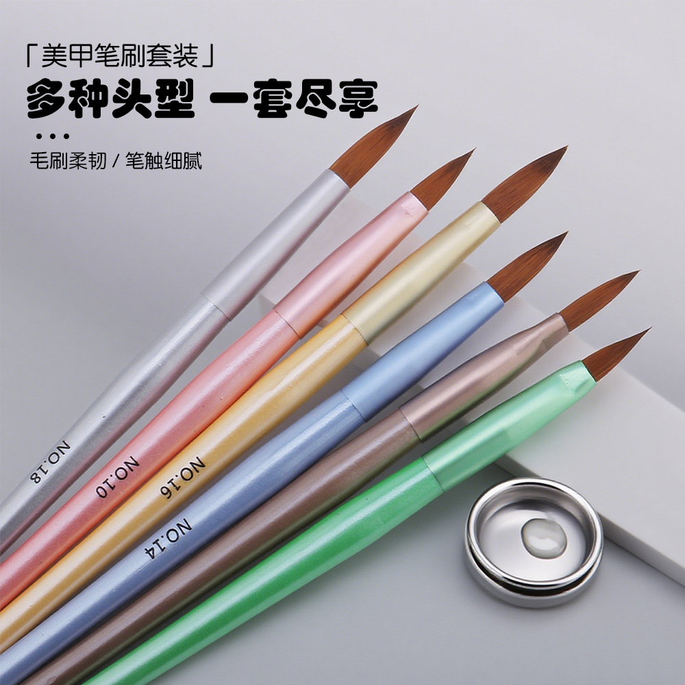 Cross-Border New Product Morandi Color Crystal Manicure Pen Wooden Pole Crystal Carved French Extension Manicure Crystal Pen