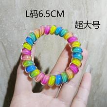 跨境批发渐变色电话线头绳彩虹L码发圈清新少女皮筋超大加粗发圈