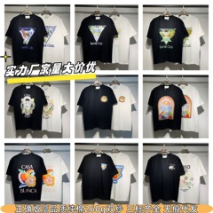 貿易クロスボーダーカサブランカラウンドネックインファンタジードアレターボトリングシャツCASA半袖メンズTシャツ卸売
