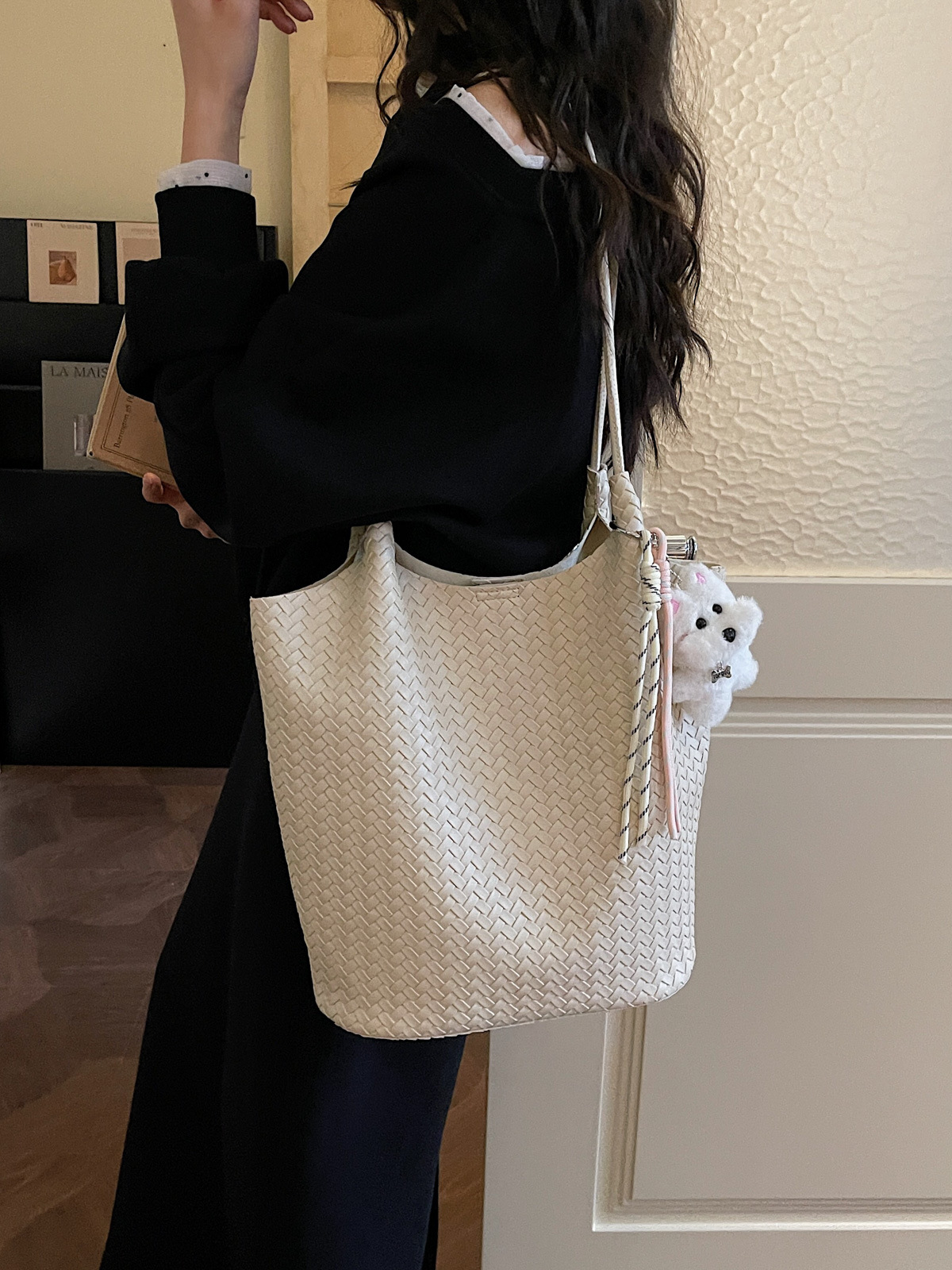 Bolsa coreana de gran capacidad para mujeres 2026 verano nuevo estilo de moda trenzado bolso de hombro axilar de viaje bolsa de ocio