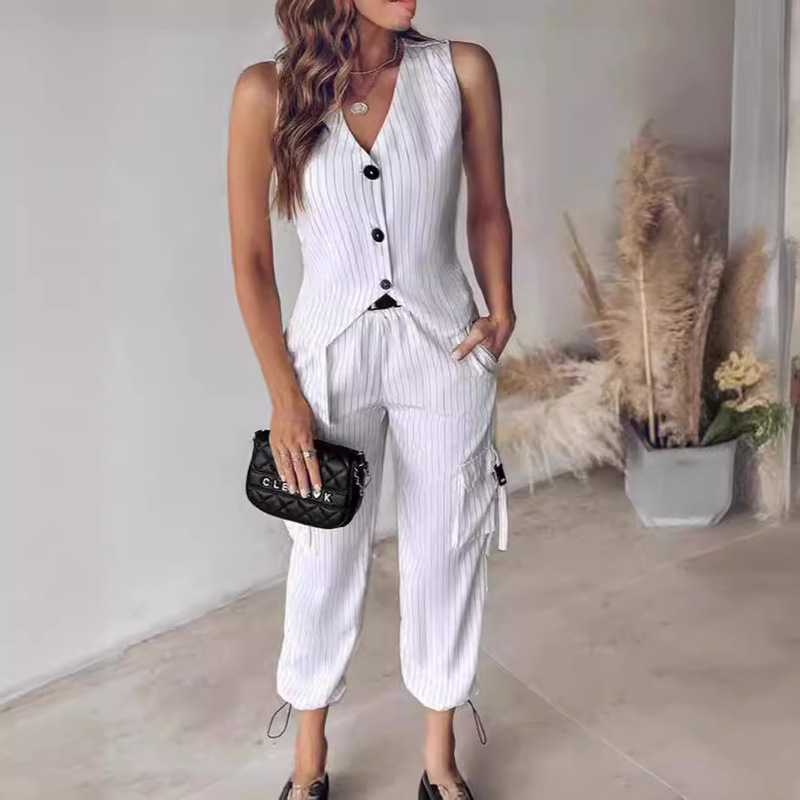 Cross-Border 2026 European and American New Style Foreign Trade Women's Clothing Casual Printed Sleeveless Vest and Long Pants Set Cross-Border 2026 European and American New Style Foreign Trade Women's Clothing Casual Printed Sleeveless Vest and Long Pants Set