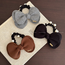 秋上新~蝴蝶结珍珠发圈女2025年新款低马尾丸子头发饰不伤发头饰